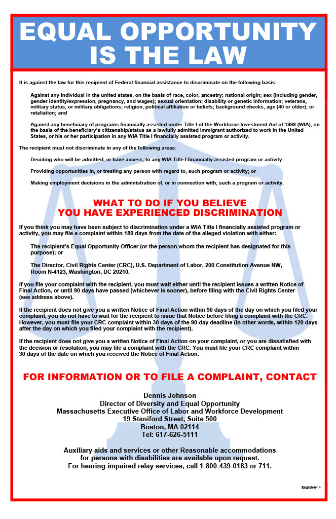 Equal Opportunity is the Law