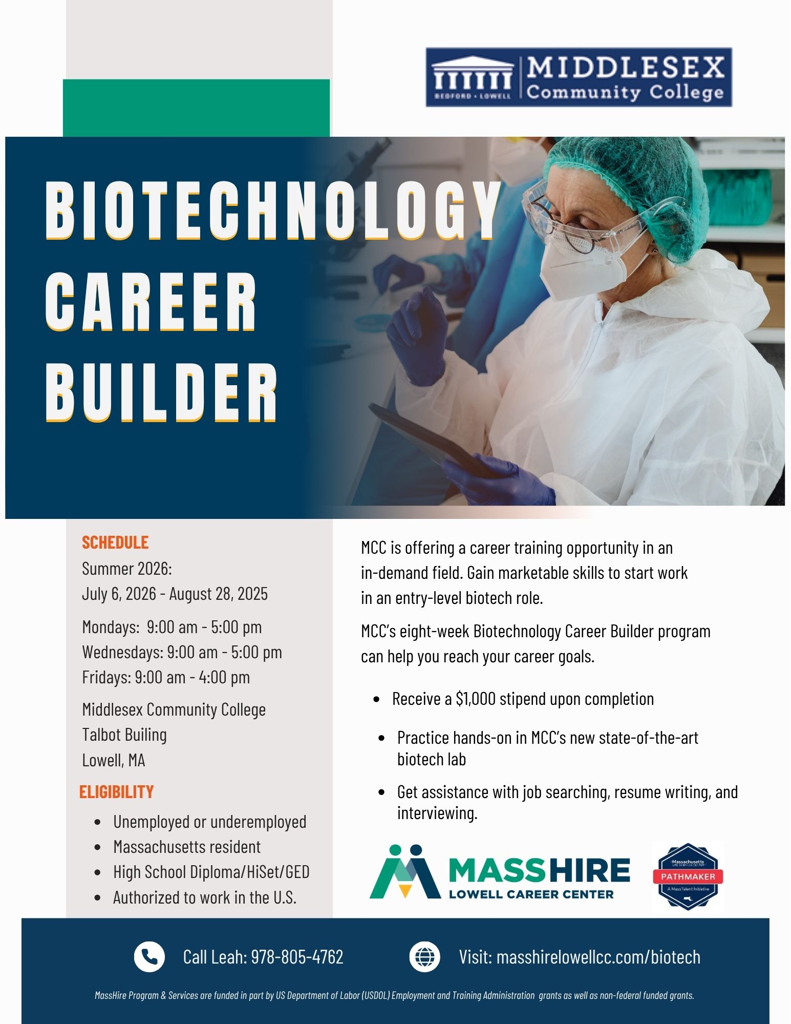Flyer for Biotechnology Career Builder