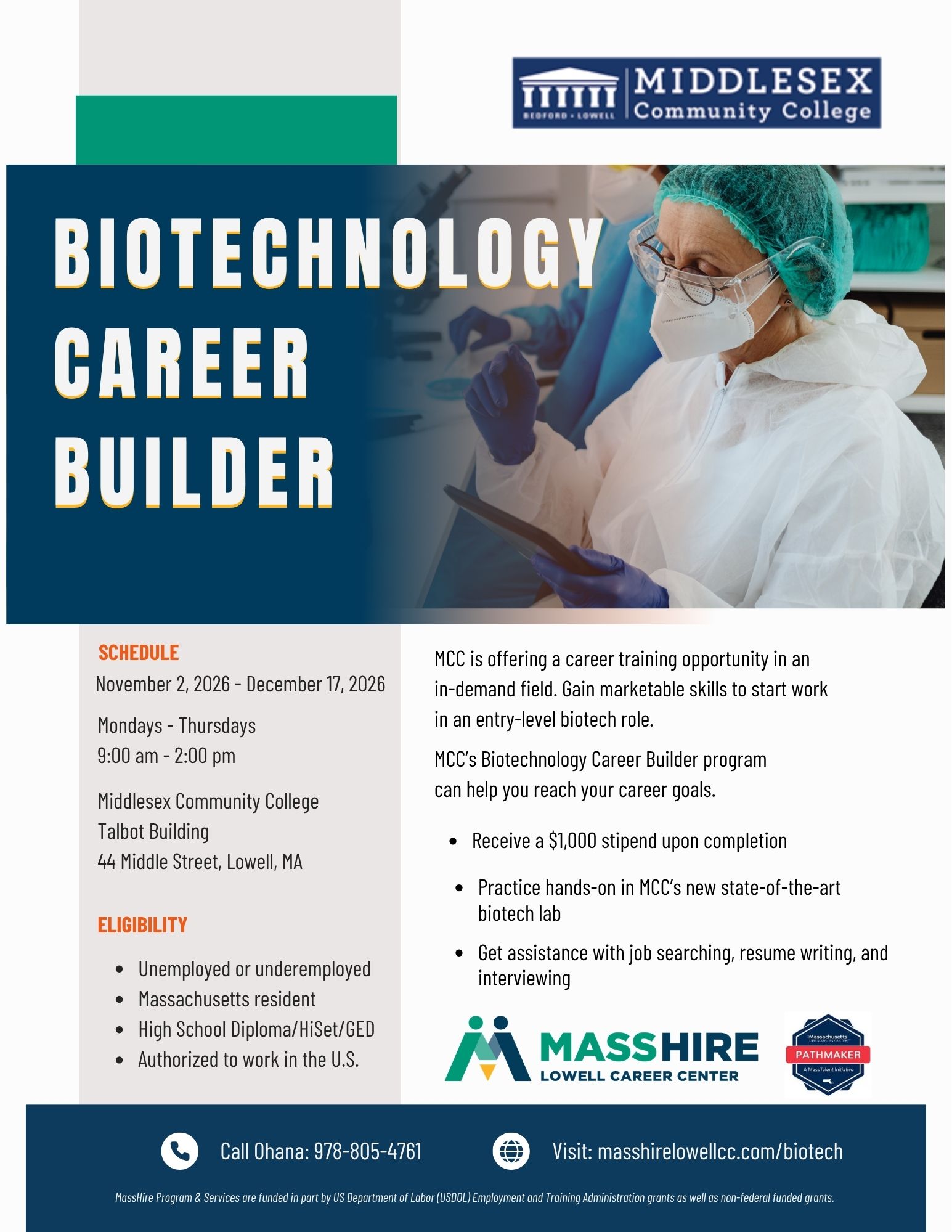Training Flyer for the Auto Tech program