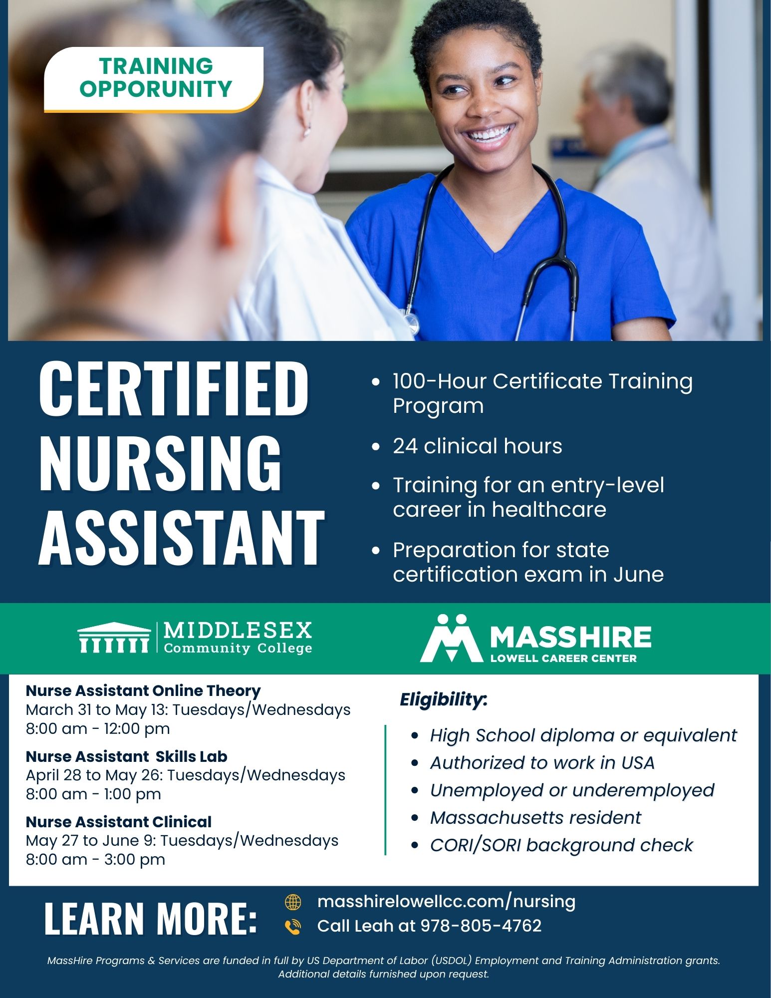 Certified Nursing Assistant 2026 MCC Nursing Assistant Training Program Flyer