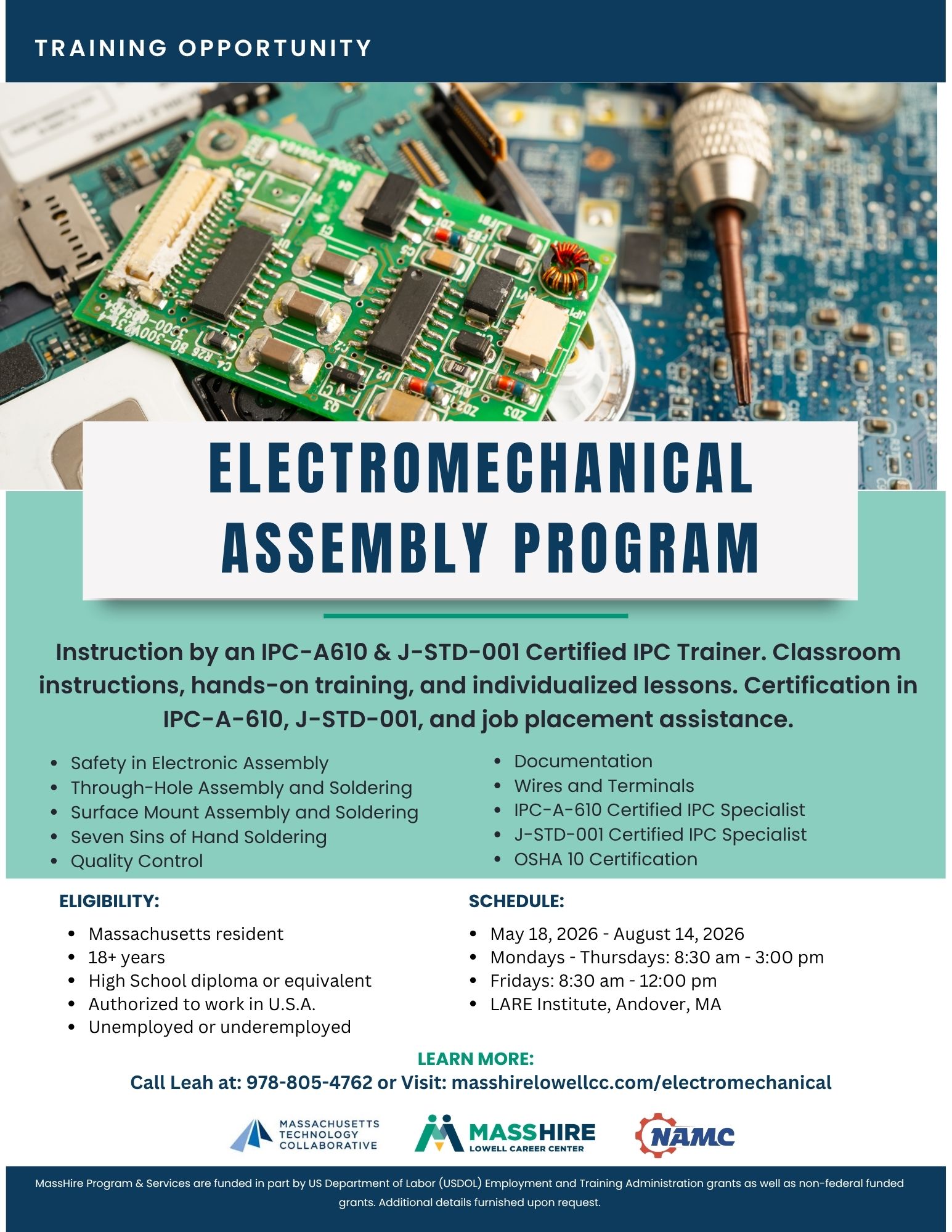 Flyer for Electromechanical Assembly Training