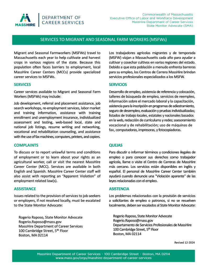 Services to Migrant and Seasonal Farmworkers